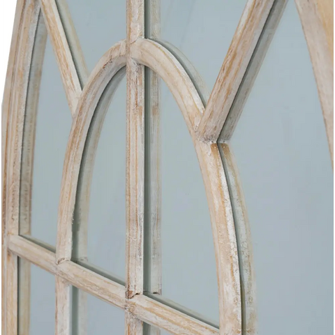 Washed Wood Arched Wood Window Mirror 135 cm - Mirrors