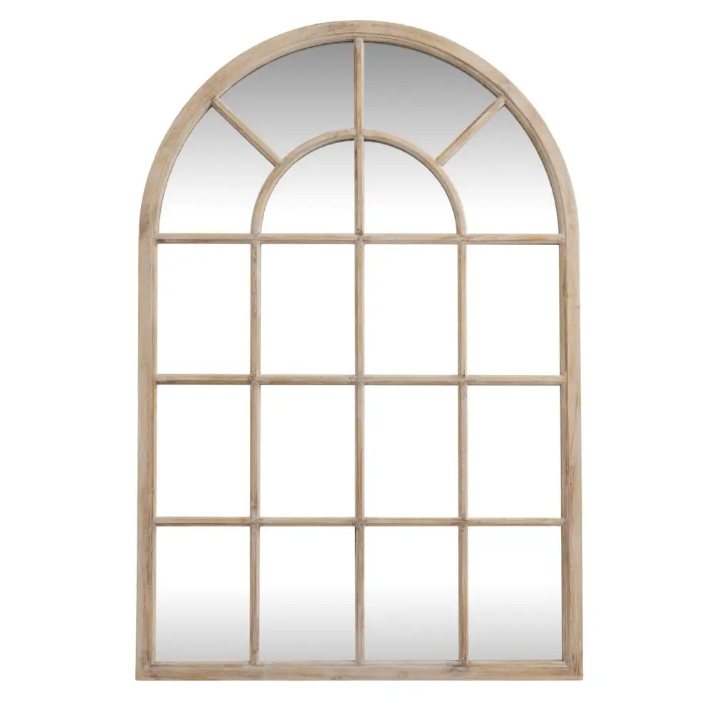 Washed Wood Arched Wood Window Mirror 135 cm - Mirrors
