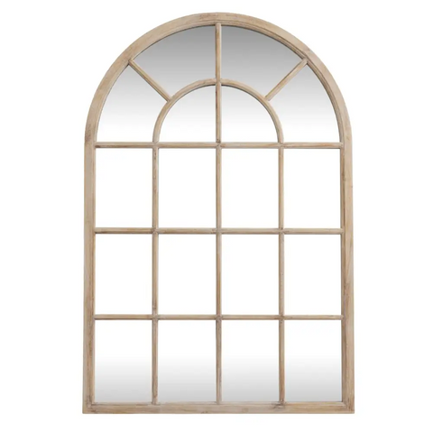 Washed Wood Arched Wood Window Mirror 135 cm - Mirrors