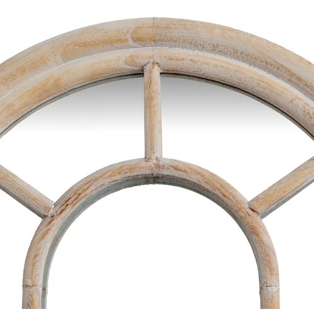 Washed Wood Tall Arched Wood Window Mirror 170cm - Mirrors