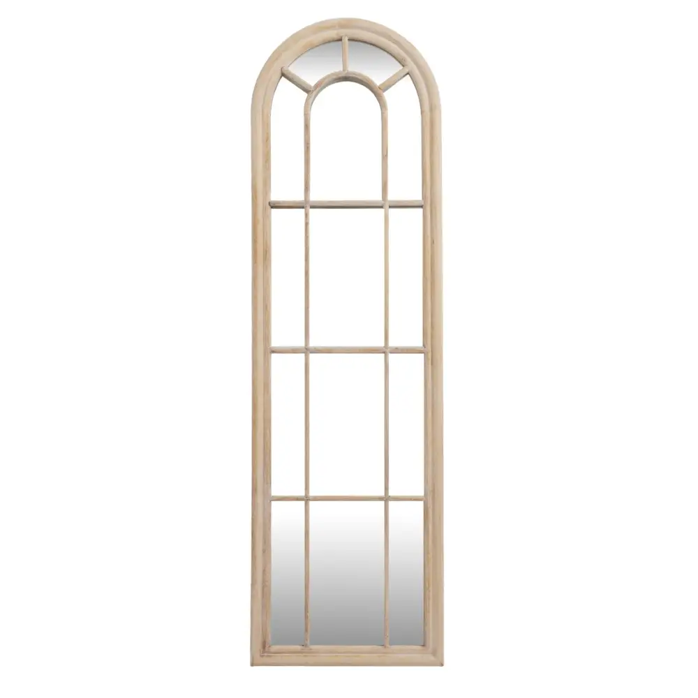 Washed Wood Tall Arched Wood Window Mirror 170cm - Mirrors