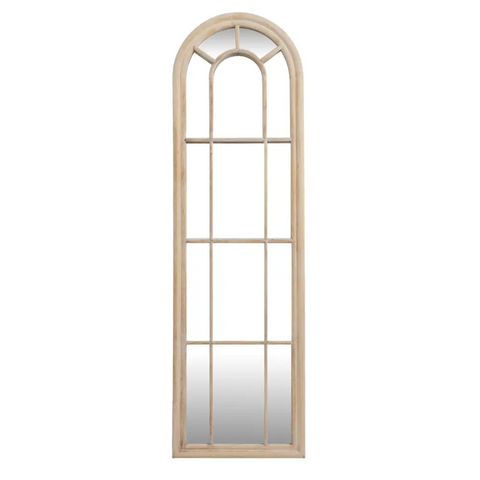 Washed Wood Tall Arched Wood Window Mirror 170cm - Mirrors