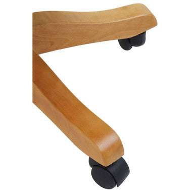 Light brown wooden base with black caster wheels on washington black home black home office chair for home office use