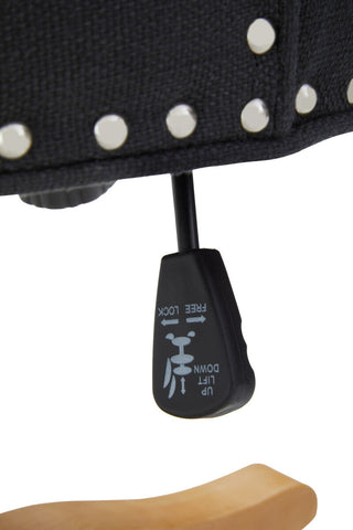 Black plastic height adjustment lever with white icons on washington black home black home office chair