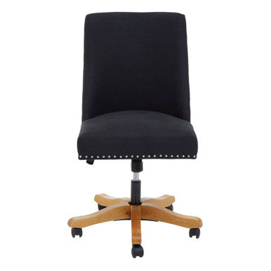 Black home office chair washington black home with cushioned upholstery wooden base and smooth rolling casters