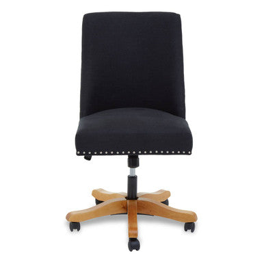 Black home office chair washington black home with upholstered seat wooden base and casters for easy movement