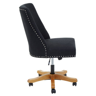 Black home office chair washington black home with nailhead trim wood base and black upholstered seat