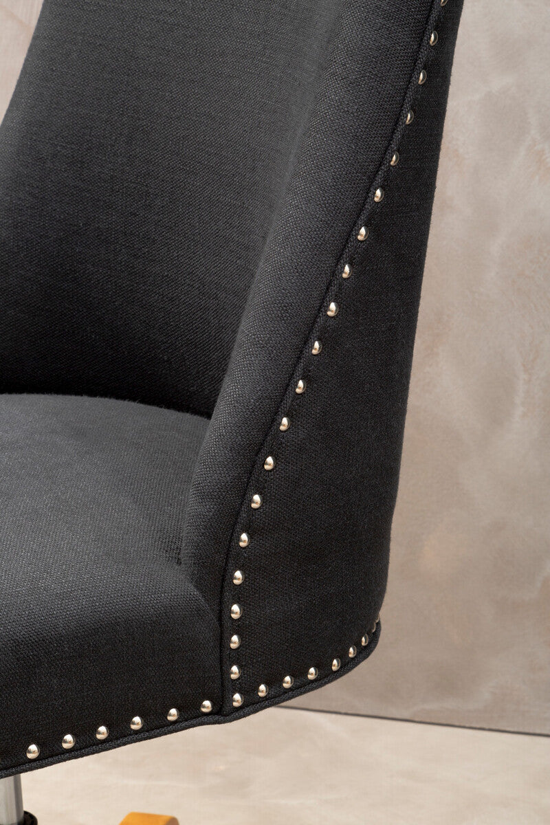 Black home office chair washington black home with silver nailhead trim and upholstered seat for home office use