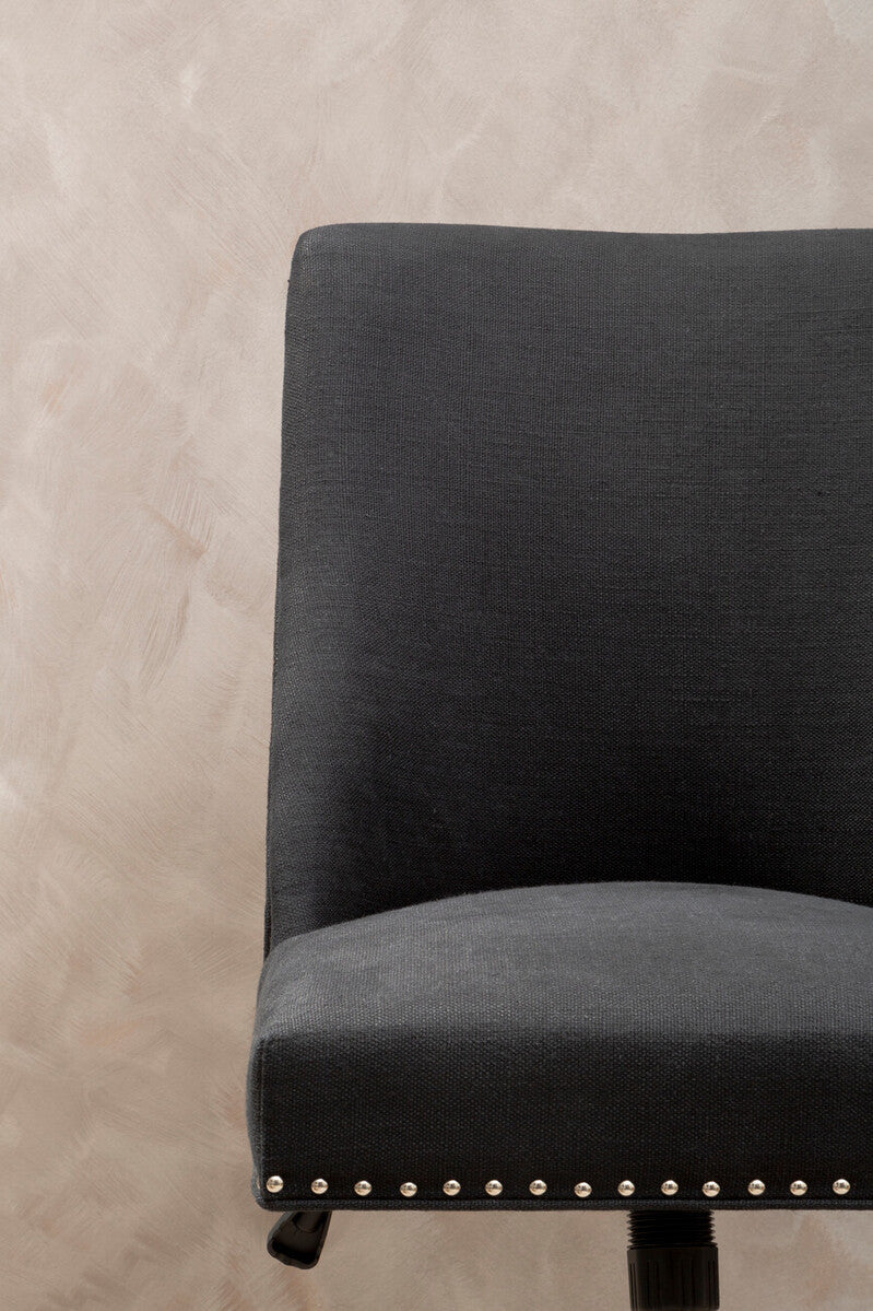 Washington black home office chair with black textured fabric and silver nailhead trim perfect black home office seat
