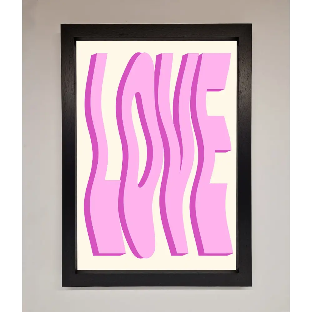 Wavy Love Pink Framed Poster - A3 (29.7 x 42 cm) / Black - Framed Print