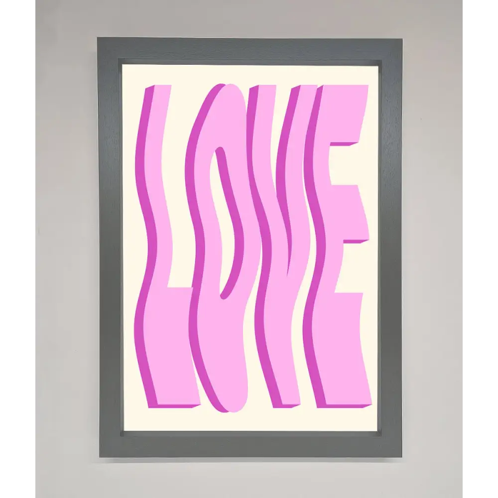 Wavy Love Pink Framed Poster - A3 (29.7 x 42 cm) / Dark Grey - Framed Print