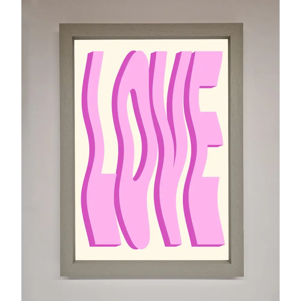 Wavy Love Pink Framed Poster - A3 (29.7 x 42 cm) / Grey - Framed Print