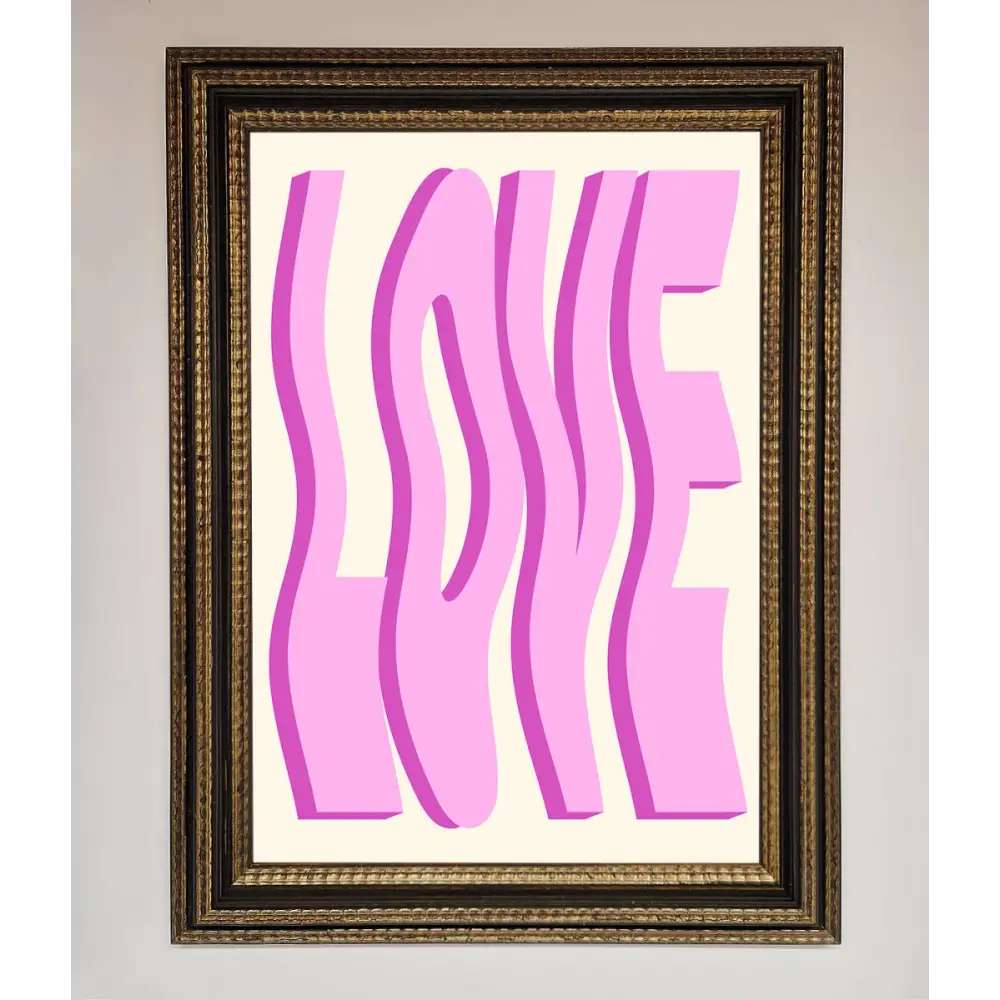 Wavy Love Pink Framed Poster - A3 (29.7 x 42 cm) / Ornate Gold Black - Framed Print