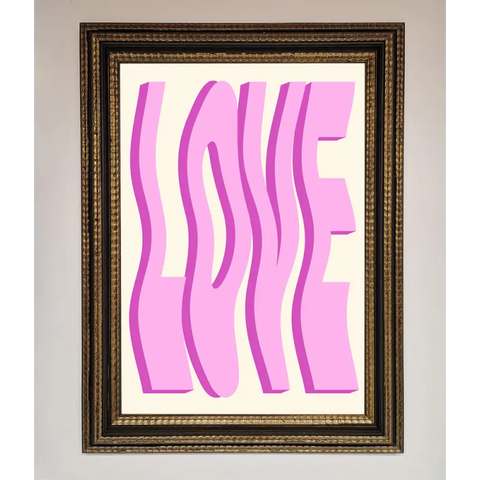 Wavy Love Pink Framed Poster - A3 (29.7 x 42 cm) / Ornate Gold Black - Framed Print