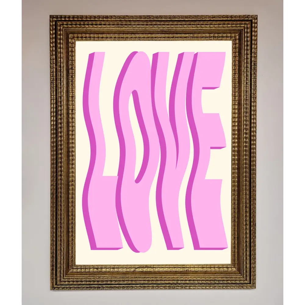 Wavy Love Pink Framed Poster - A3 (29.7 x 42 cm) / Ornate Gold - Framed Print