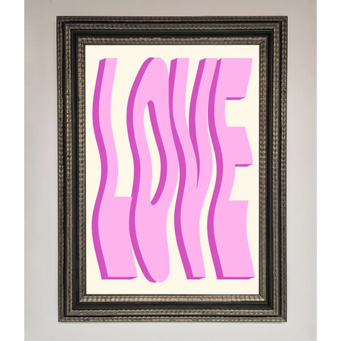 Wavy Love Pink Framed Poster - A3 (29.7 x 42 cm) / Ornate Silver Black - Framed Print