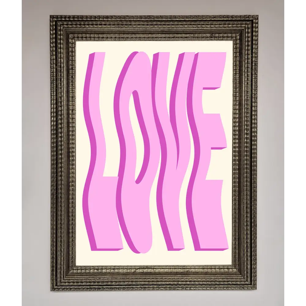 Wavy Love Pink Framed Poster - A3 (29.7 x 42 cm) / Ornate Silver - Framed Print