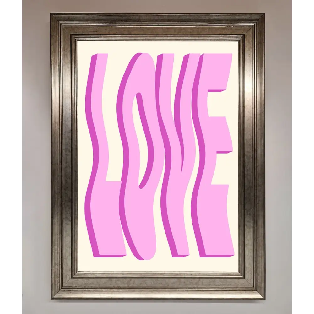Wavy Love Pink Framed Poster - A3 (29.7 x 42 cm) / Silver - Framed Print