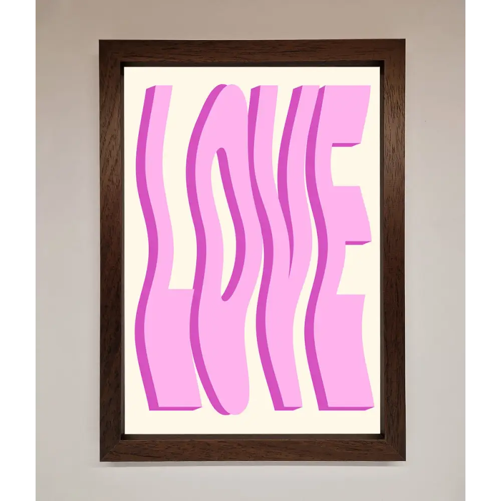Wavy Love Pink Framed Poster - A3 (29.7 x 42 cm) / Walnut - Framed Print