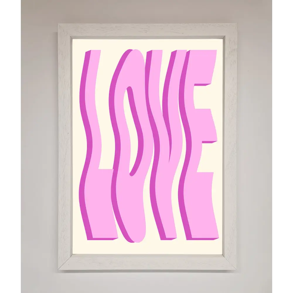 Wavy Love Pink Framed Poster - A3 (29.7 x 42 cm) / White - Framed Print