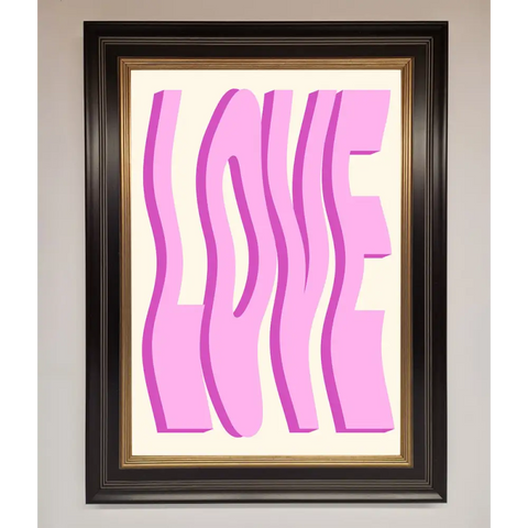 Wavy Love Pink Framed Poster - B0 (100 x 141 cm) / Black Gold - Framed Print