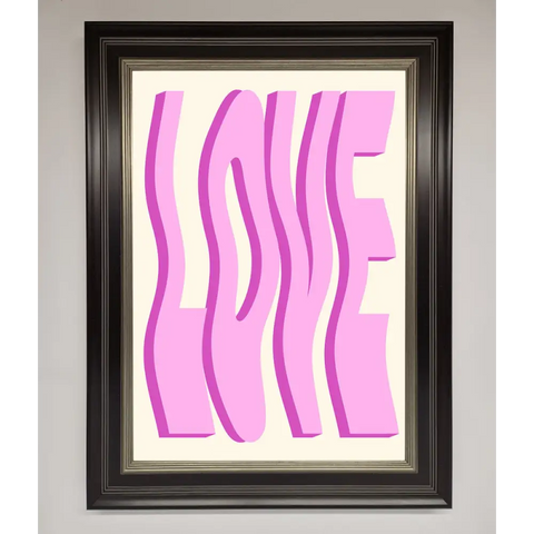 Wavy Love Pink Framed Poster - B0 (100 x 141 cm) / Black Silver - Framed Print