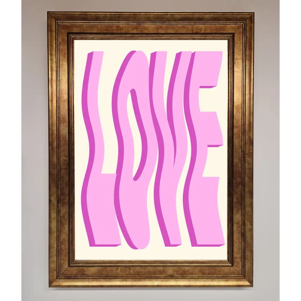 Wavy Love Pink Framed Poster - B0 (100 x 141 cm) / Bronze - Framed Print