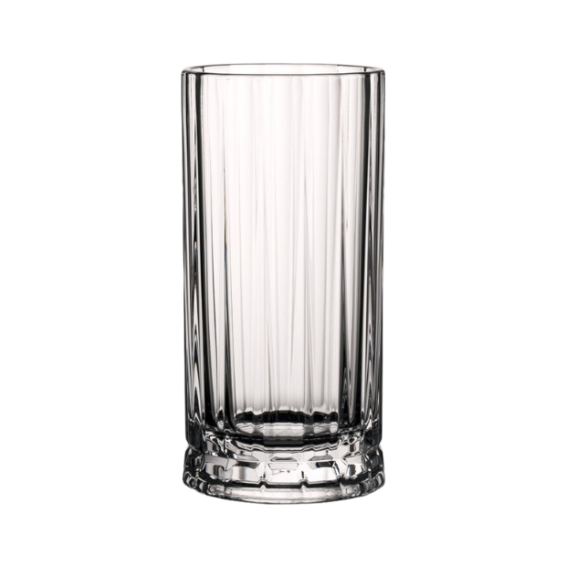 Clear glass wayne highball tumbler with vertical ridges and faceted base 360ml set of 6