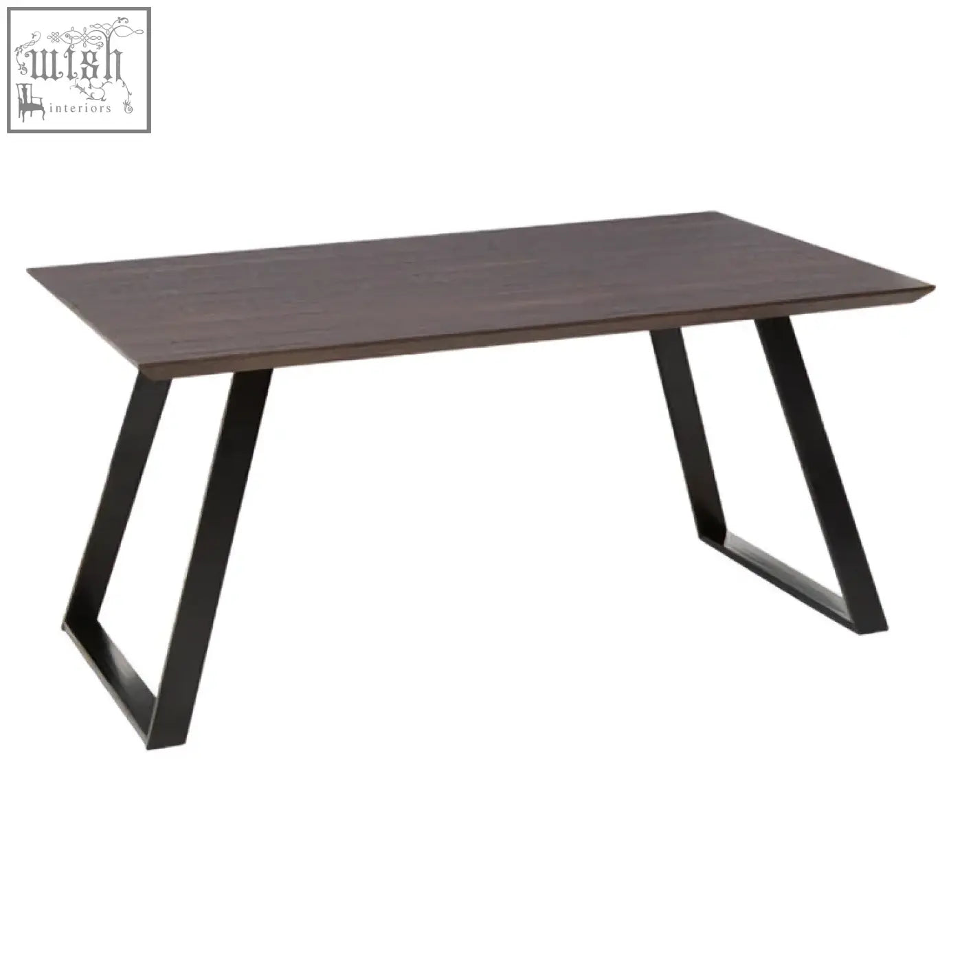 Modern style westford dining table with dark wood top and sleek black metal legs for stylish dining rooms