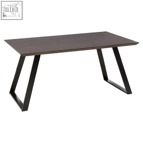 Modern style westford dining table with dark wood top and sleek black metal legs for stylish dining rooms