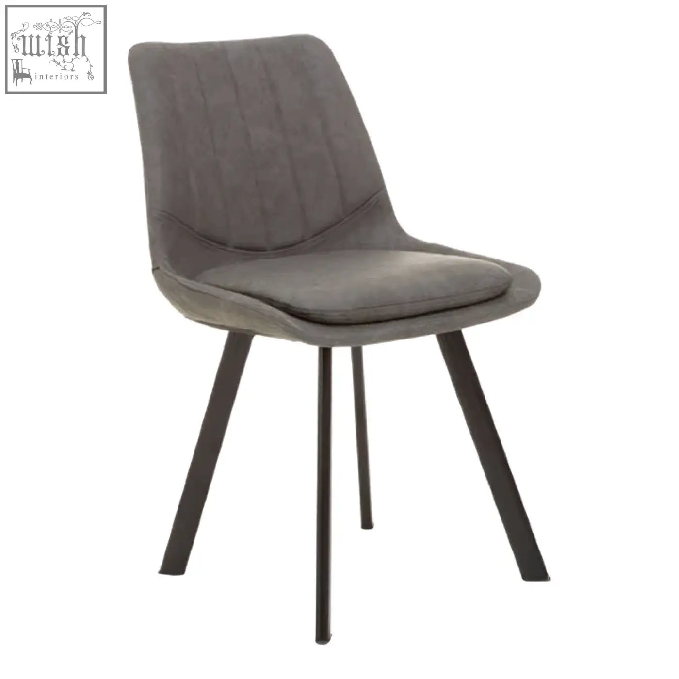 Modern gray upholstered dining chair with black metal legs in westford dining set for a sleek modern style look