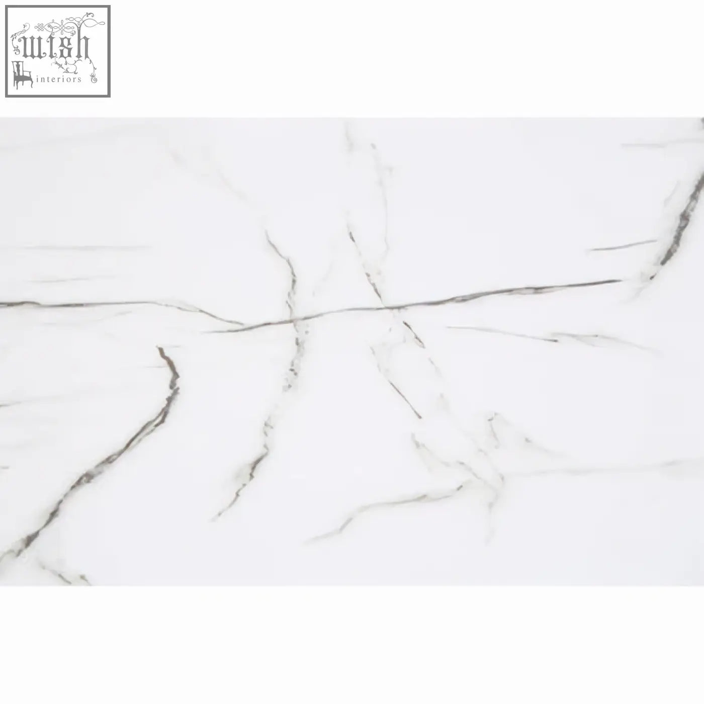 Weston marble effect dining set with white marble tile top featuring subtle gray veining includes 6 chairs
