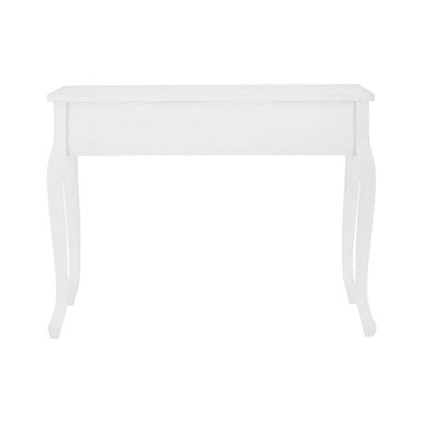 White painted wooden console table with curved legs in the weymouth console table design