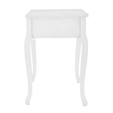 White painted wooden weymouth console table with curved legs and single drawer for stylish storage