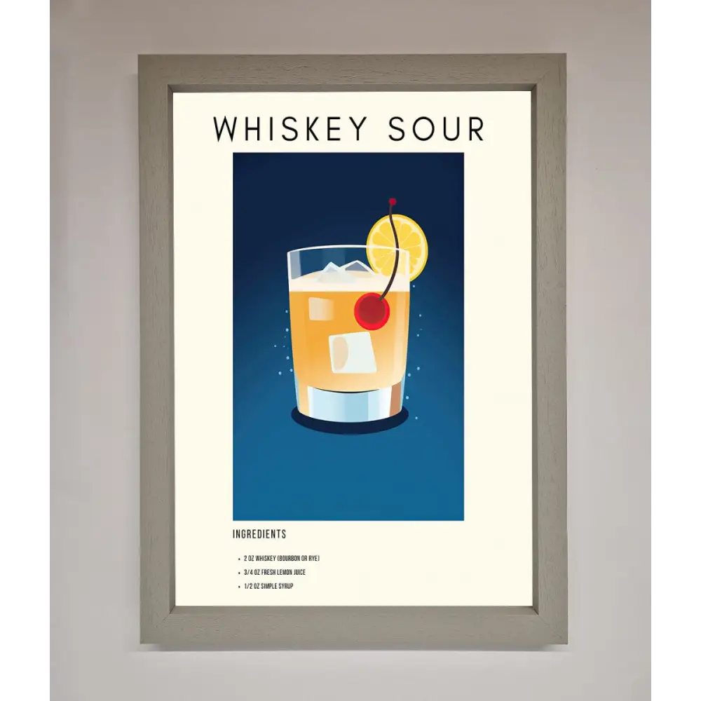 Whiskey Sour Framed Poster - A3 (29.7 x 42 cm) / Grey - Framed Print