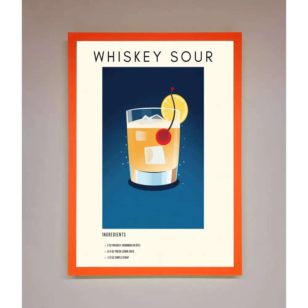 Whiskey Sour Framed Poster - A3 (29.7 x 42 cm) / Neon Orange - Framed Print