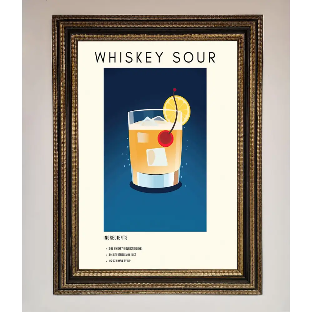 Whiskey Sour Framed Poster - A3 (29.7 x 42 cm) / Ornate Gold Black - Framed Print