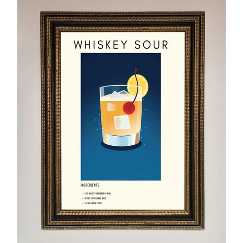 Whiskey Sour Framed Poster - A3 (29.7 x 42 cm) / Ornate Gold Black - Framed Print