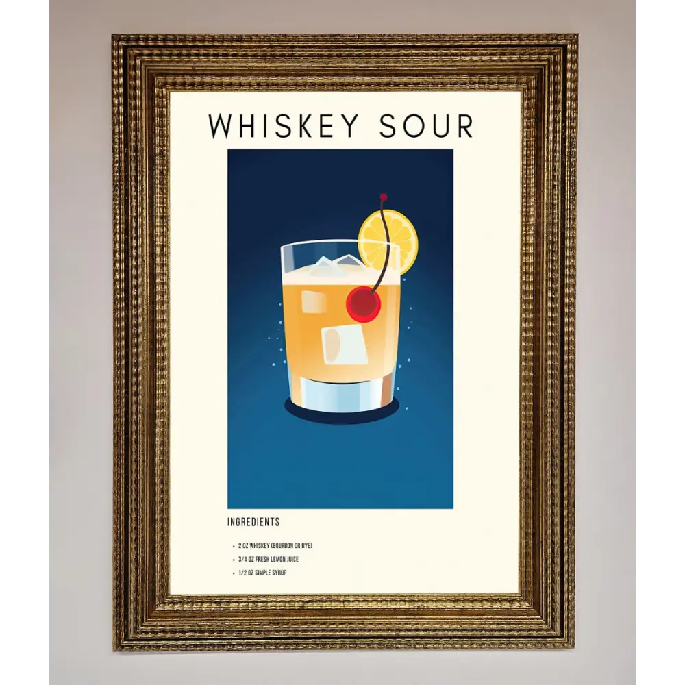 Whiskey Sour Framed Poster - A3 (29.7 x 42 cm) / Ornate Gold - Framed Print