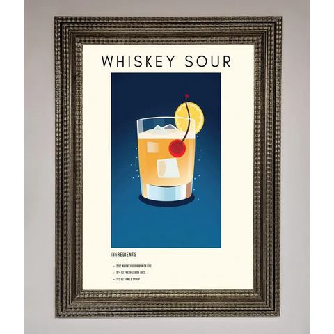 Whiskey Sour Framed Poster - A3 (29.7 x 42 cm) / Ornate Silver - Framed Print