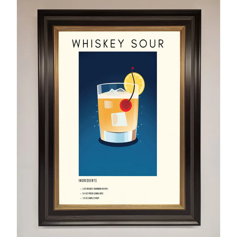 Whiskey Sour Framed Poster - B0 (100 x 141 cm) / Black Gold - Framed Print