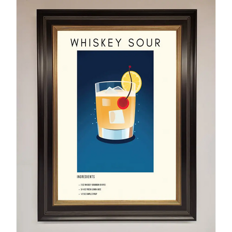 Whiskey Sour Framed Poster - B0 (100 x 141 cm) / Black Gold - Framed Print