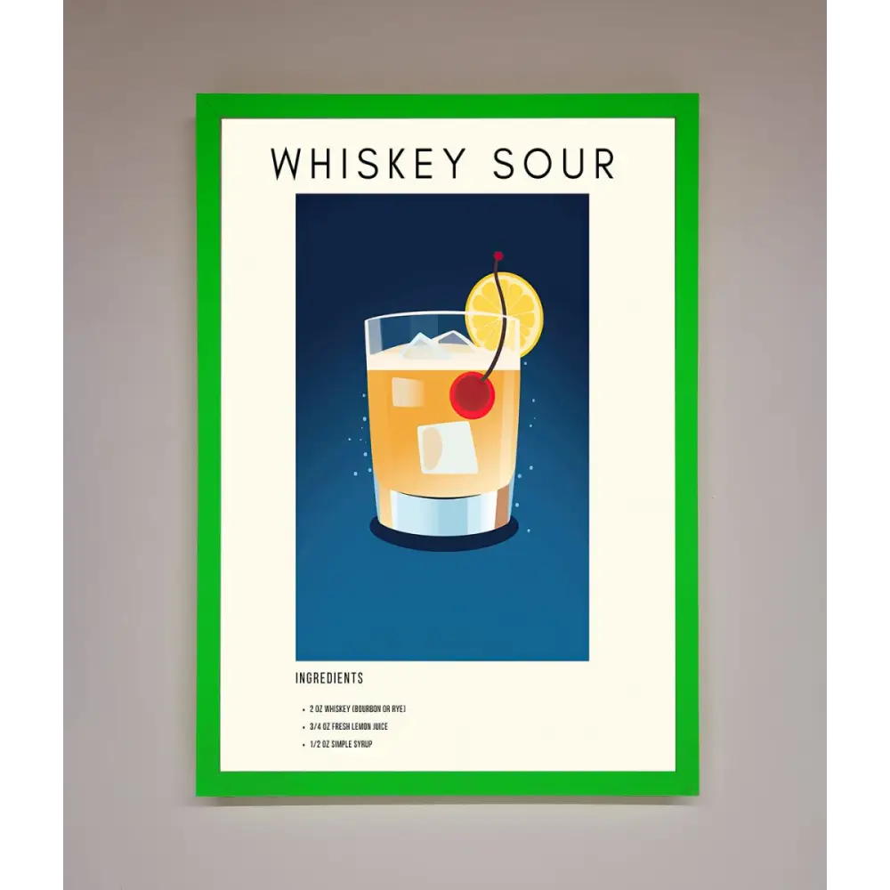 Whiskey Sour Framed Poster - B0 (100 x 141 cm) / Neon Dark Green - Framed Print