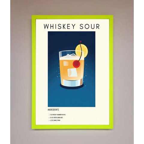 Whiskey Sour Framed Poster - B0 (100 x 141 cm) / Neon Green - Framed Print