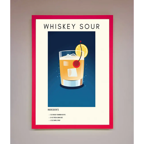 Whiskey Sour Framed Poster - B0 (100 x 141 cm) / Neon Pink - Framed Print