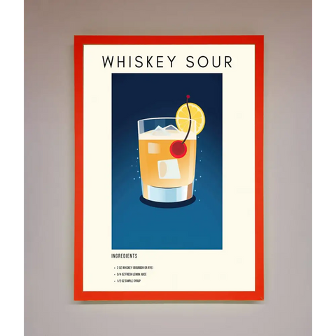 Whiskey Sour Framed Poster - B0 (100 x 141 cm) / Neon Red - Framed Print