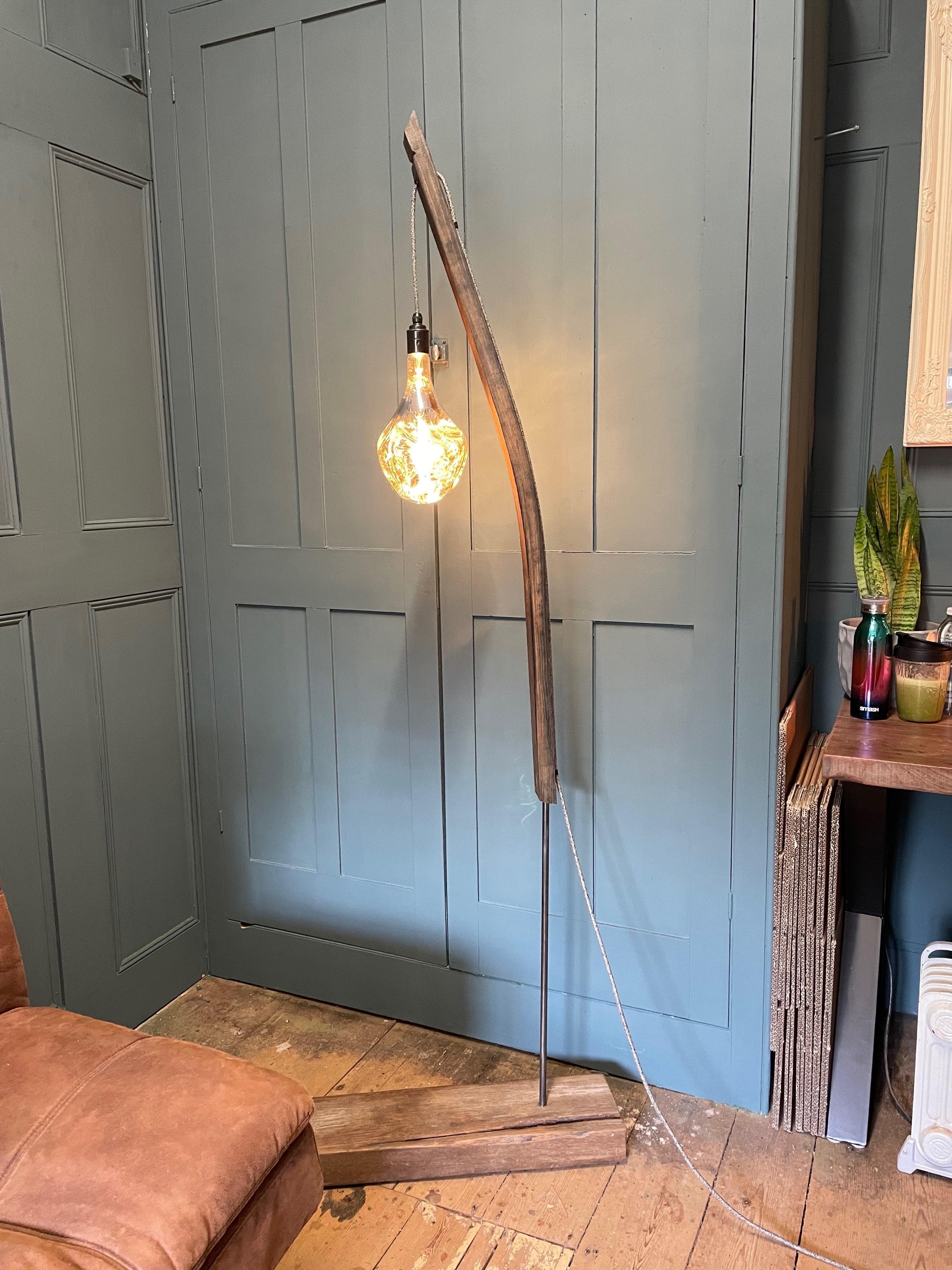 Whiskey Stave Floor Lamp | Reclaimed Oak Rustic Standard Lamp UK