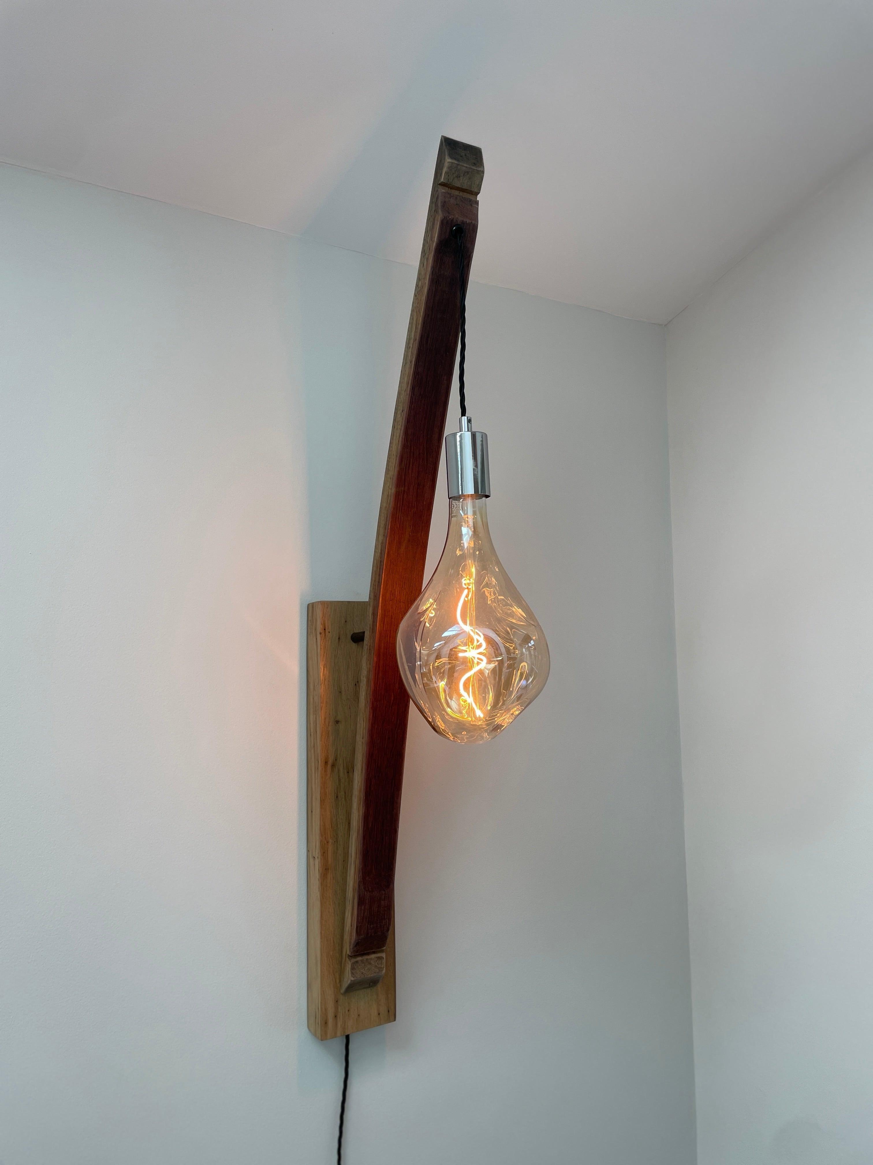 Whiskey Stave Wall Light | Reclaimed Oak Barrel Rustic Wall Lighting UK