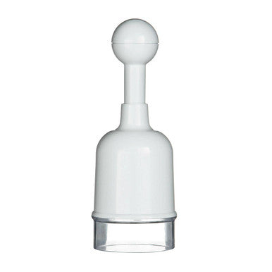White plastic multi chopper with rounded handle and clear transparent base for easy chopping tasks