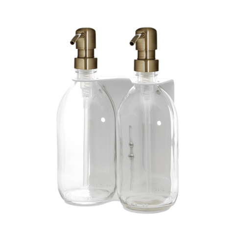 White Double Wall Mounted Soap Dispenser